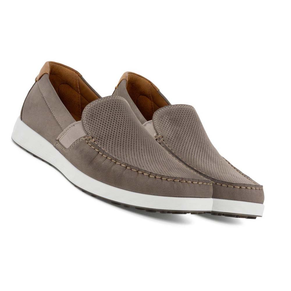 Men's Ecco S Lite Moc Summer Casual Shoes Grey / Brown | USA 471PJJ